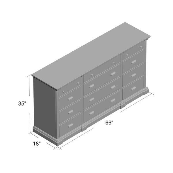 Birch Lane Dorazio 12 Drawer 66'' W Solid Wood Dresser & Reviews